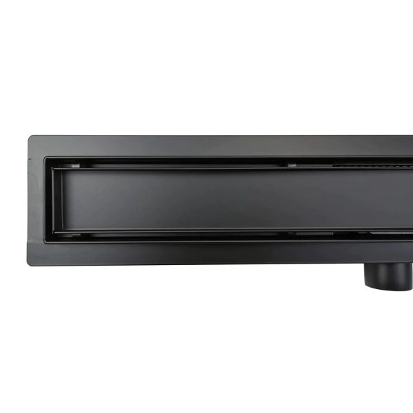 Canalina doccia, nero opaco, con inserto piastrellabile, in acciaio inox, 90 cm - Iperinox