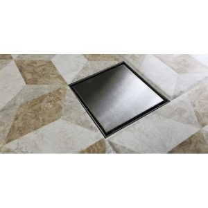 Piletta doccia con grilia piatta, scarico laterale, in acciaio inox, 150x150 mm - Iperinox