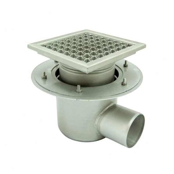 Chiusino a griglia telescopico profi 250×250 mm scarico laterale in acciaio inox - Iperinox