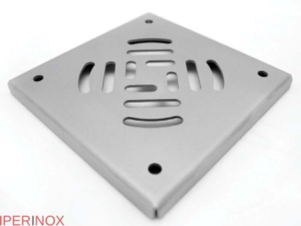 Chiusino a griglia telescopico profi 250×250 mm scarico laterale in acciaio inox - Iperinox