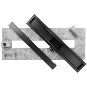 Canalina doccia, nero opaco, con inserto piastrellabile, in acciaio inox, 90 cm - Iperinox