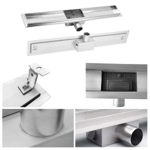 Canalina doccia, con inserto piastrellabile, in acciaio inox, 40 cm - Iperinox