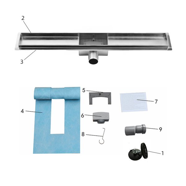 Canalina doccia con griglia Piatta, in acciaio inox , 40 cm - Iperinox