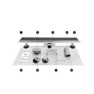 Canalina doccia, con vetro nero, in acciaio inox, 40 cm - Iperinox