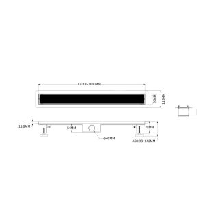 Canalina doccia, con vetro nero, in acciaio inox, 40 cm - Iperinox
