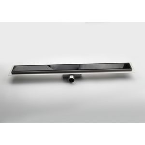 Canalina doccia, con vetro nero, in acciaio inox, 40 cm - Iperinox
