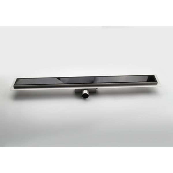 Canalina doccia, con vetro nero, in acciaio inox, 40 cm - Iperinox