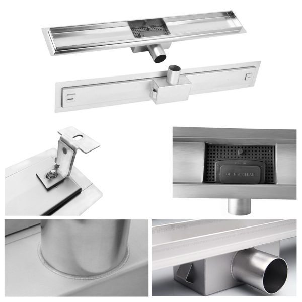 Canalina doccia, con inserto piastrellabile, in acciaio inox, 40 cm - Iperinox