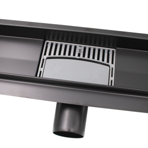 Canalina doccia nero opaco con griglia Chaos, in acciaio inox, 70 cm - Iperinox
