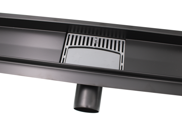 Canalina doccia nero opaco con griglia Chaos, in acciaio inox, 70 cm - Iperinox