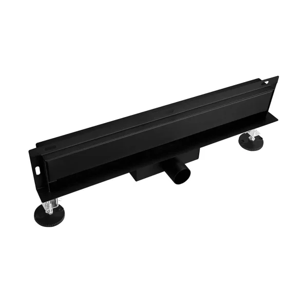 Scarico doccia a parete, nero opaco, con griglia piatta, in acciaio inox, 70 cm - Iperinox