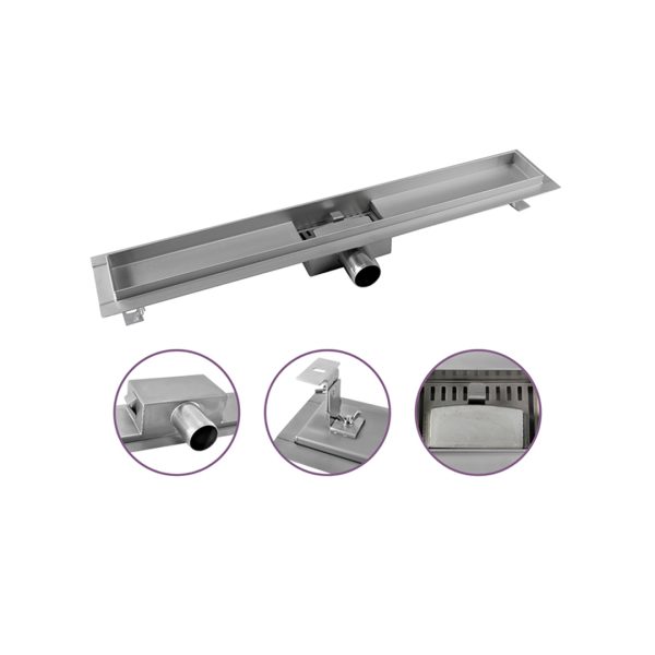 Canalina doccia con griglia Piatta, in acciaio inox , 40 cm - Iperinox