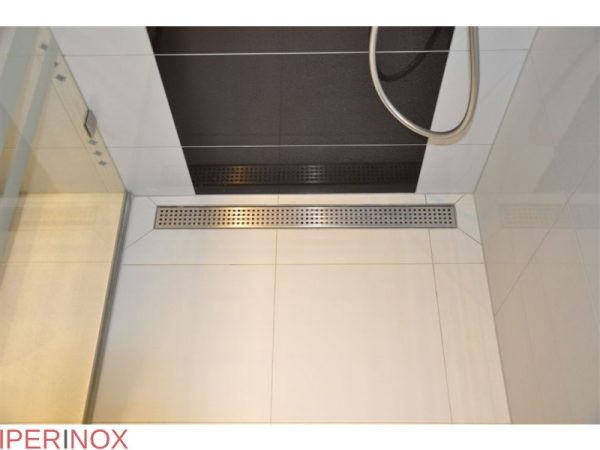 Canalina doccia Premium, griglia wave in, scarico verticale, in acciaio inox, 60 cm - Iperinox