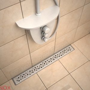 Canalina doccia Premium, griglia wave in, scarico verticale, in acciaio inox, 60 cm - Iperinox