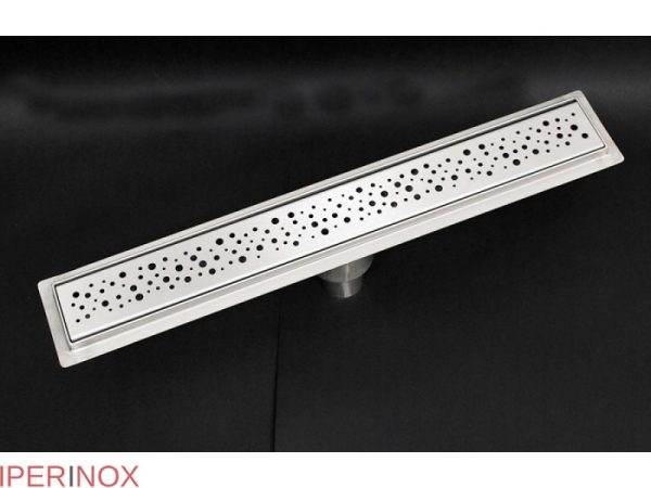 Canalina doccia Premium, griglia wave in, scarico verticale, in acciaio inox, 60 cm - Iperinox