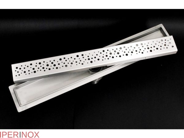 Canalina doccia Premium, griglia wave in, scarico verticale, in acciaio inox, 60 cm - Iperinox