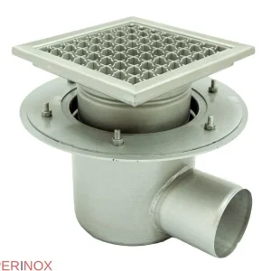 Chiusino a griglia telescopico profi 250×250 mm scarico laterale in acciaio inox - Iperinox