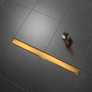 Canalina doccia gold con griglia Piatta, in acciaio inox, 80 cm - Iperinox