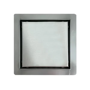 Piletta doccia con griglia piatta, scarico verticale, in acciaio inox, 150x150 mm