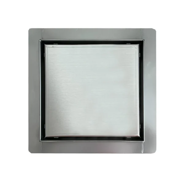 Piletta doccia con griglia piatta, scarico verticale, in acciaio inox, 150x150 mm - Iperinox