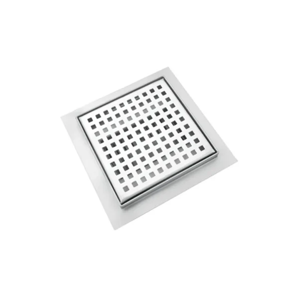 Piletta doccia con griglia square, scarico laterale, in acciaio inox, 150x150 mm - Iperinox