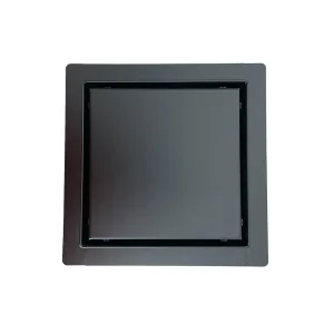 Piletta doccia nero opaco, con griglia piatta, in acciaio inox, scarico laterale,150x150 mm