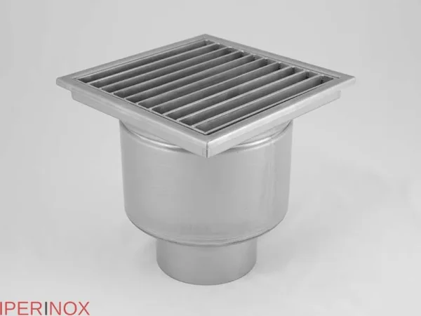 Chiusino a griglia profi 400x400 mm scarico verticale in acciaio inox - Iperinox