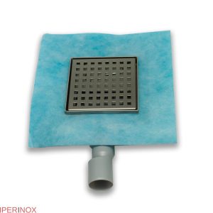 Piletta doccia con griglia square, scarico laterale, in acciaio inox, 150x150 mm - Iperinox